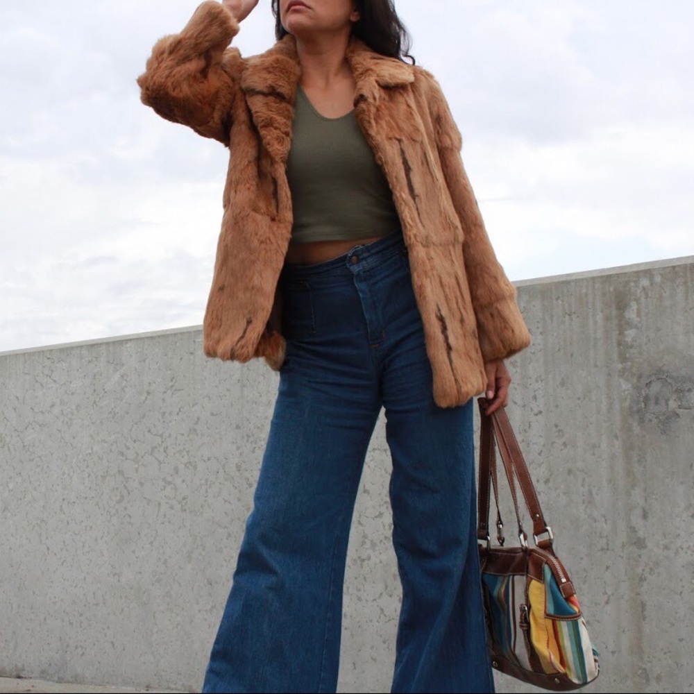 Brown Rabbit Fur Coat - Picture 4 of 5